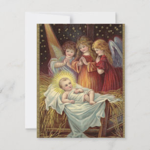 Weihnachts-Jesus-Illustrationsreise Vintage Karte