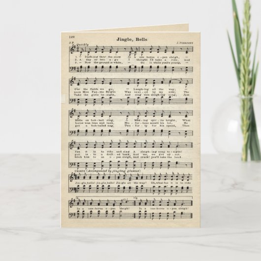 Weihnachts Jingle Bells Sheet Music Karte (Vorderseite)