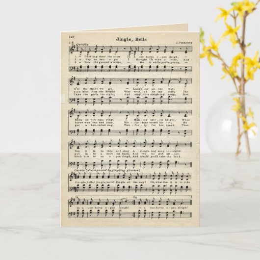 Weihnachts Jingle Bells Sheet Music Karte (Gelbe Blume)