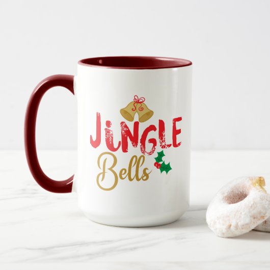 Weihnachts-Jingle-Bells und Holly Xmas-Cheers Tasse (Mit Donut)