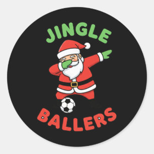 Weihnachts-Jingle-Byllers-Fußball-Santa-Dab-Footby Runder Aufkleber