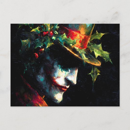 Weihnachts-Joker-Portrait Feiertagspostkarte (Vorderseite)