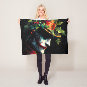 Weihnachts-Joker-Portrait Fleecedecke