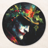 Weihnachts-Joker-Portrait Runder Pappuntersetzer (Vorderseite)