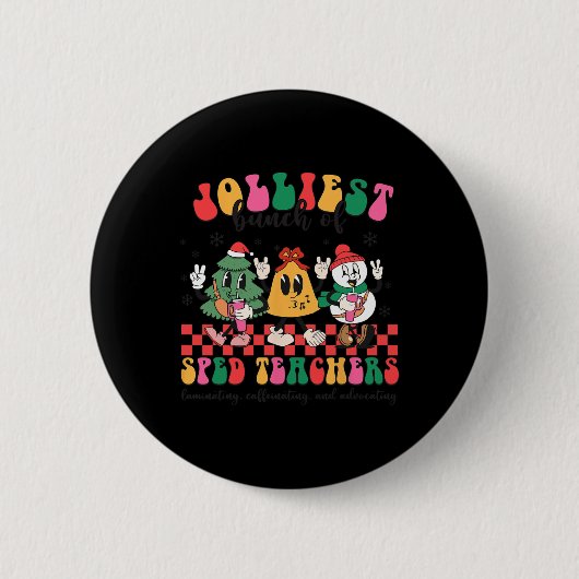 Weihnachts-Jolester-Haufen Sped-Lehrer Niedlich Gr Button (Vorderseite)