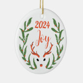 Weihnachts-Joy Custom Familienurlaub Foto Keramik Ornament (Rechts)