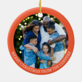 Weihnachts-Joy Custom Familienurlaub Foto Keramik Ornament (Hinten)