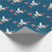 Weihnachts Joy Dove auf Blue Geschenkpapier (Ecke)