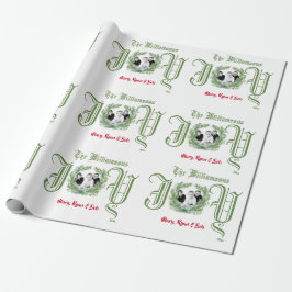 Weihnachts-JOY Grüner Kreide Foto Wrapping Paper Geschenkpapier