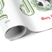Weihnachts-JOY Grüner Kreide Foto Wrapping Paper Geschenkpapier (Rolleneckpunkt)