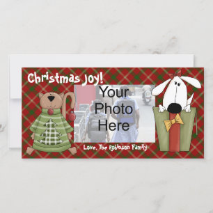 Weihnachts-Joy, Hund und Katze Custom Foto Cards Feiertagskarte