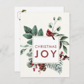Weihnachts-Joy-Kardinal mit Beeren und Vogel-Brief Postkarte (Vorne/Hinten)
