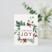 Weihnachts-Joy-Kardinal mit Beeren und Vogel-Brief Postkarte (Stehend Vorderseite)
