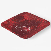 Weihnachts Joy Red Snowflakes Falling Snow Pappteller (Gewinkelt)