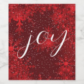Weihnachts Joy Red Snowflakes Falling Snow Weinetikett (Einzelnes Label)