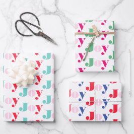 Weihnachts-Joy-Typografie Geschenkpapier Set