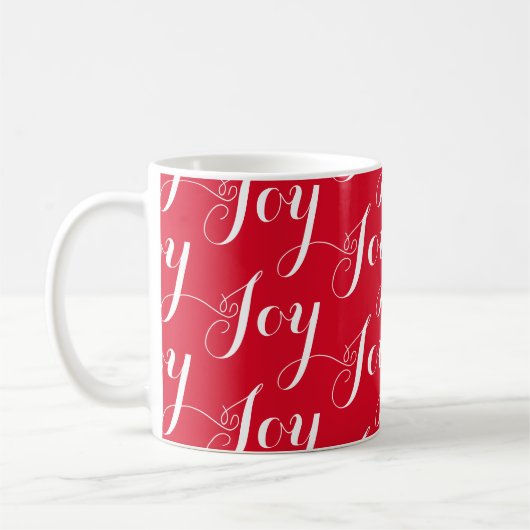 Weihnachts-Joy Typografie Pattern Holiday Red Whit Kaffeetasse (Links)