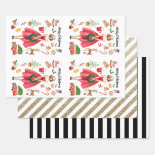 Weihnachts-Joy-Wrapping Paper Sheets Geschenkpapier Set