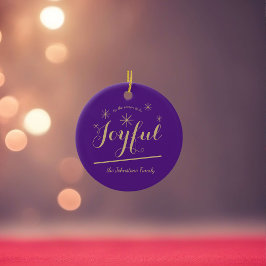 Weihnachts-Joyful-Script-Familie Name Moderner Chi Keramik Ornament
