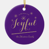 Weihnachts-Joyful-Script-Familie Name Moderner Chi Keramik Ornament (Vorne)