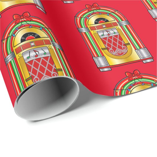 Weihnachts-Jukebox Geschenkpapier (Rolleneckpunkt)