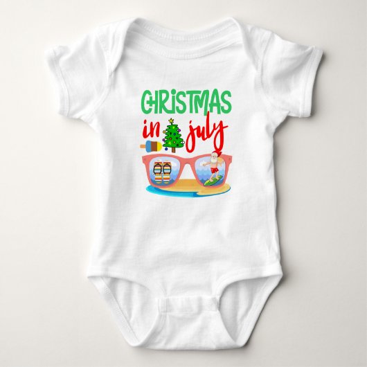 Weihnachts Juli Surfen Santa dreh Flop Baby Strampler (Vorderseite)