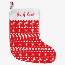 Weihnachts-Jumper-Stil Papageien und Palmen Rot Kleiner Weihnachtsstrumpf