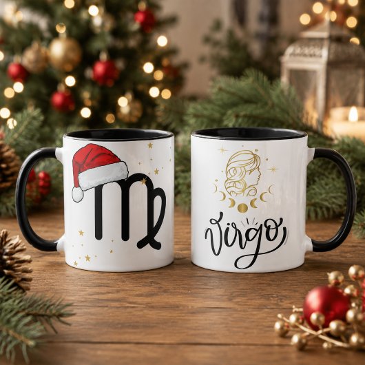 Weihnachts-Jungfrau-Sternzeichen-Santa-Hut Tasse