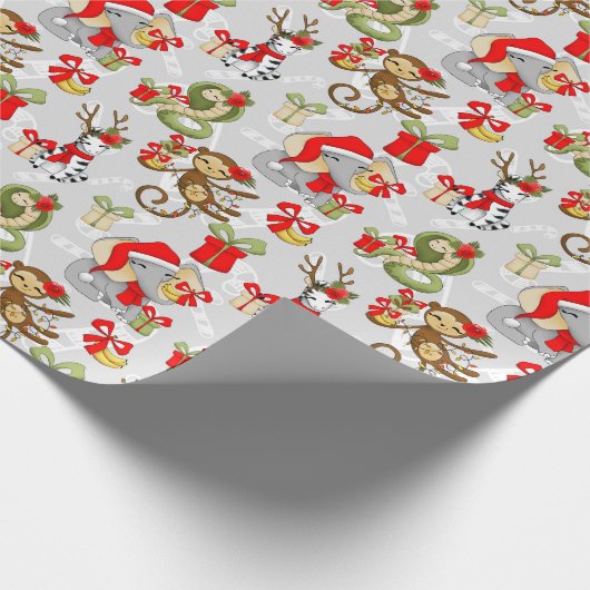 Weihnachts-Jungle-Party Geschenkpapier (Ecke)