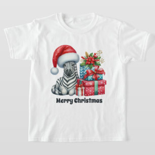 Weihnachts-Jungs zebra hinzufügen Text T-Shirt