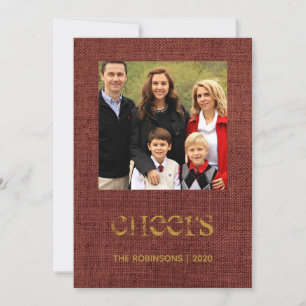 Weihnachts-Jute-Stechpalme und Efeu-Familienfoto Feiertagskarte