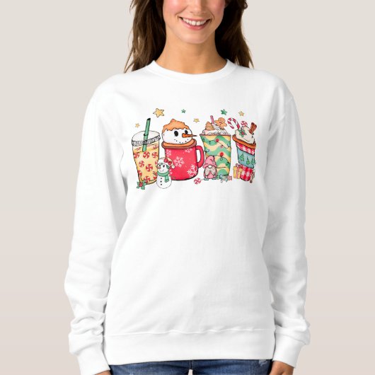 Weihnachts-Kaffee-Drink Snowman Sweatshirt (Vorderseite)