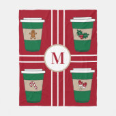 Weihnachts-Kaffee-Liebhaber-Monogramm Rot Fleecedecke (Vorderseite)