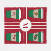 Weihnachts-Kaffee-Liebhaber-Monogramm Rot Fleecedecke (Vorderseite (Horizontal))