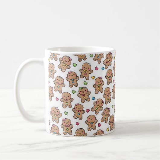 Weihnachts-Kaffee-Tasse mit Lebkuchenmännern Kaffeetasse (Links)