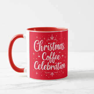 Weihnachts-Kaffeefeier Elegantes Weiß Skript Tasse