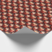 Weihnachts-Kaffeekuchen auf dunkelrot Geschenkpapier (Ecke)