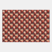 Weihnachts-Kaffeekuchen auf dunkelrot Geschenkpapier Set (Vorderseite 2)