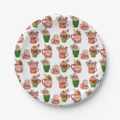 Weihnachts-Kaffeemuster 7" Rundpapier-Platte Pappteller (Vorderseite)