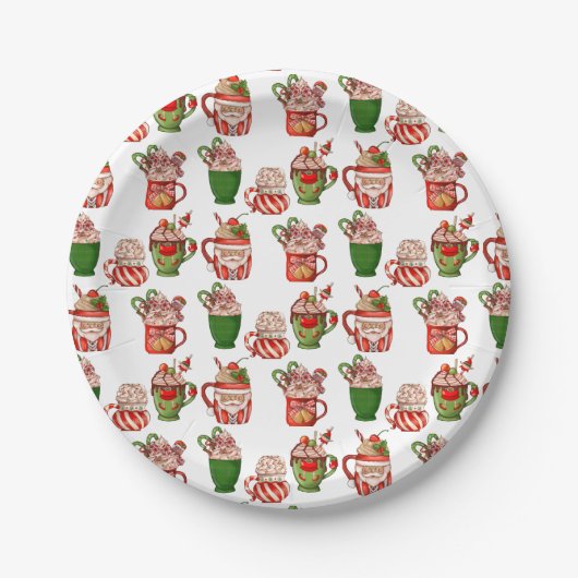 Weihnachts-Kaffeemuster 7" Rundpapier-Platte Pappteller (Vorderseite)