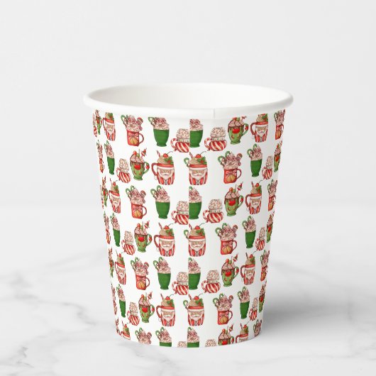 Weihnachts-Kaffeemuster 8oz Paper Cup, Lid: Keine Pappbecher (Rechts)