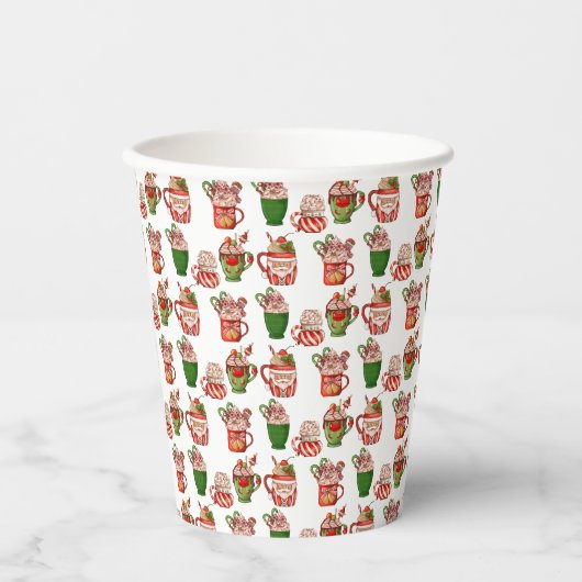 Weihnachts-Kaffeemuster 8oz Paper Cup, Lid: Keine Pappbecher (Vorderseite)