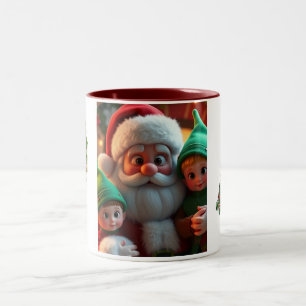 Weihnachts-Kaffeetassen Weihnachtsmann und seine E Zweifarbige Tasse