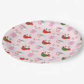 Weihnachts-Kakao-Muster Pappteller (Schrägansicht)