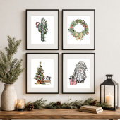 Weihnachts-Kaktus mit Lichtern Poster