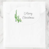 Weihnachts-Kaktus-Wüste Südwestferien Ovaler Aufkleber (Tasche)