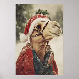 Weihnachts-Kamel-Druck, Lustige Feiertags-Wandkuns Poster