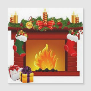 Weihnachts-Kamin   Magnetkarte