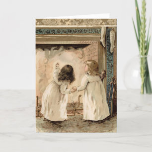 Weihnachts-Kamin-Strümpfe Girls Blank Feiertagskarte