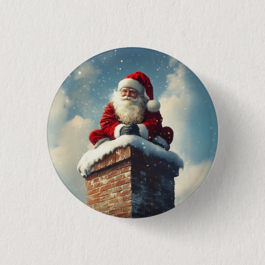 Weihnachts-Kaminpause: Ein Winterlächeln Button (Vorderseite)